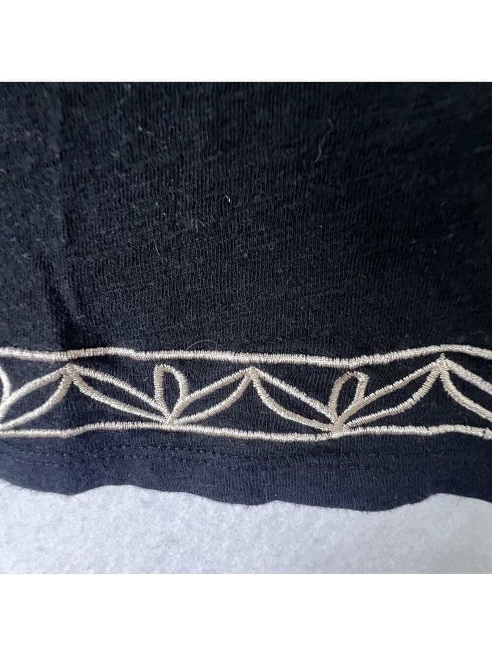 CB Established 1962 Womans Top 3/4 Sleeves Boho Black Shirt Embroidered Peasant - Picture 9 of 13